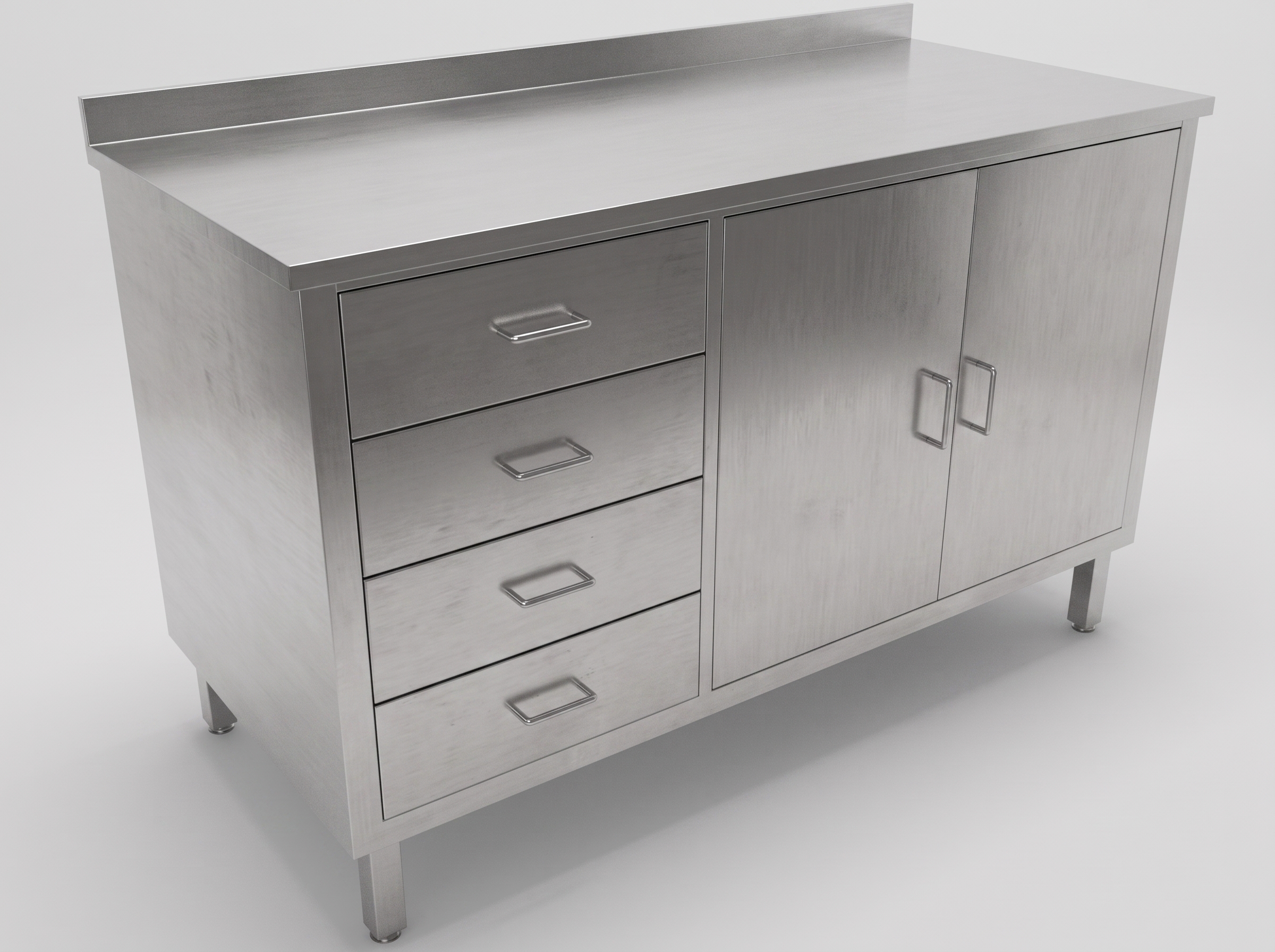 Counter with 4 drawers and flap doors