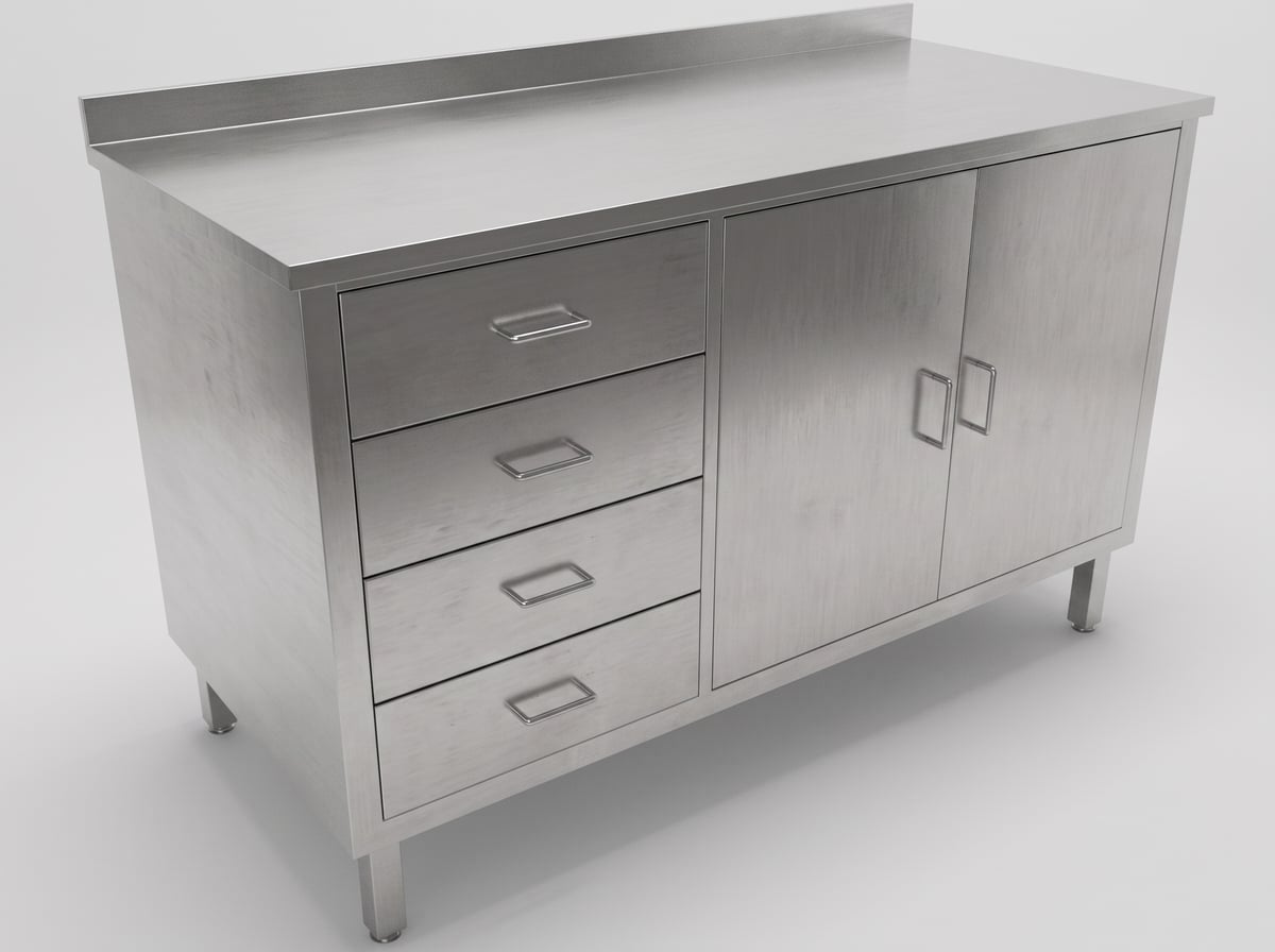 Counter with 4 Drawers and Flap Doors