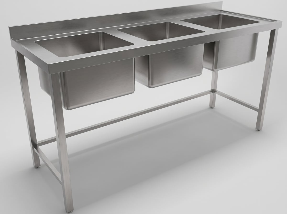 Triple Bowl Sink Table